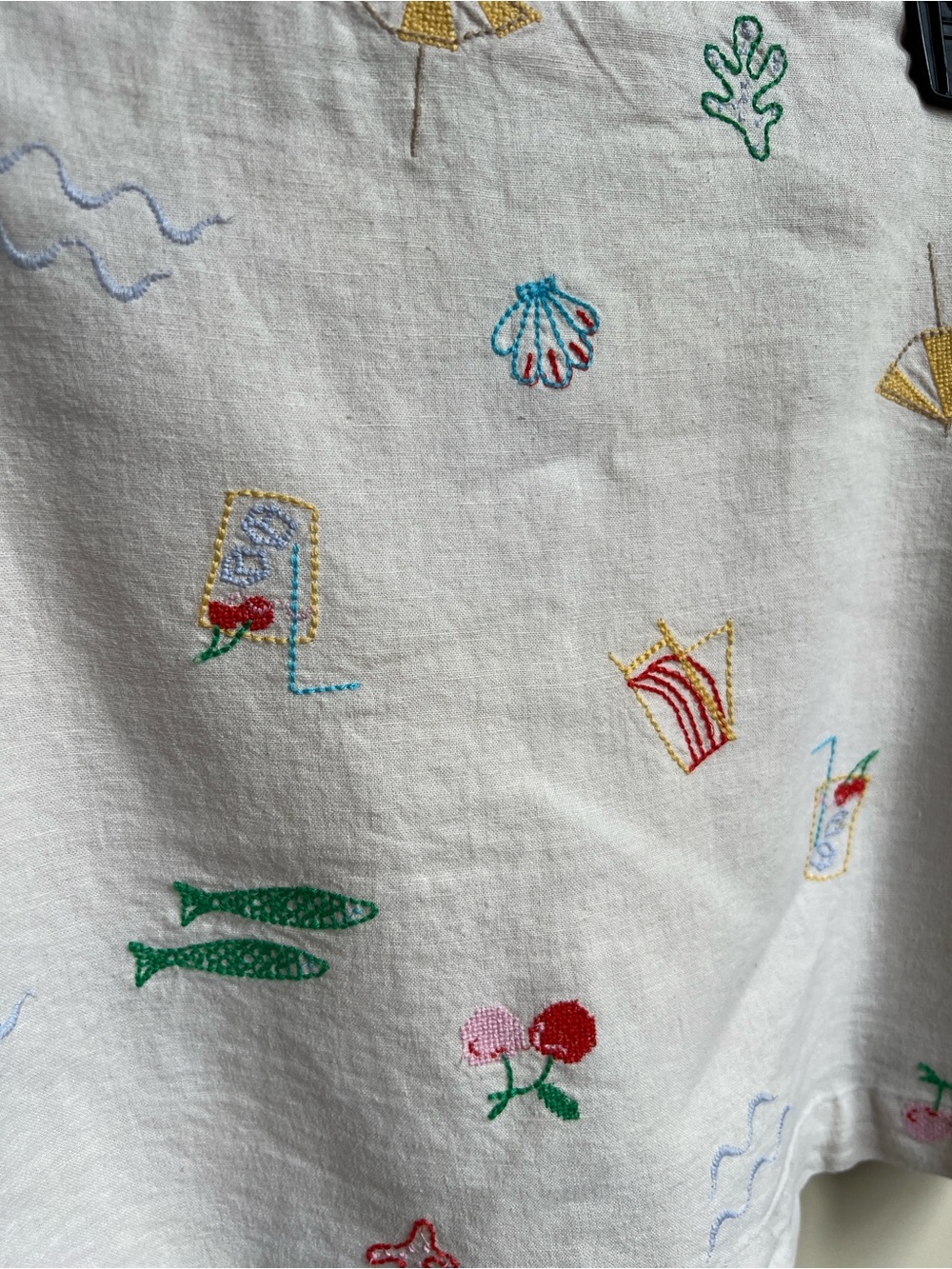 Gap Linen-Blend Embroidered Mini Skort with Beach umbrella beige size medium - Picture 3 of 10